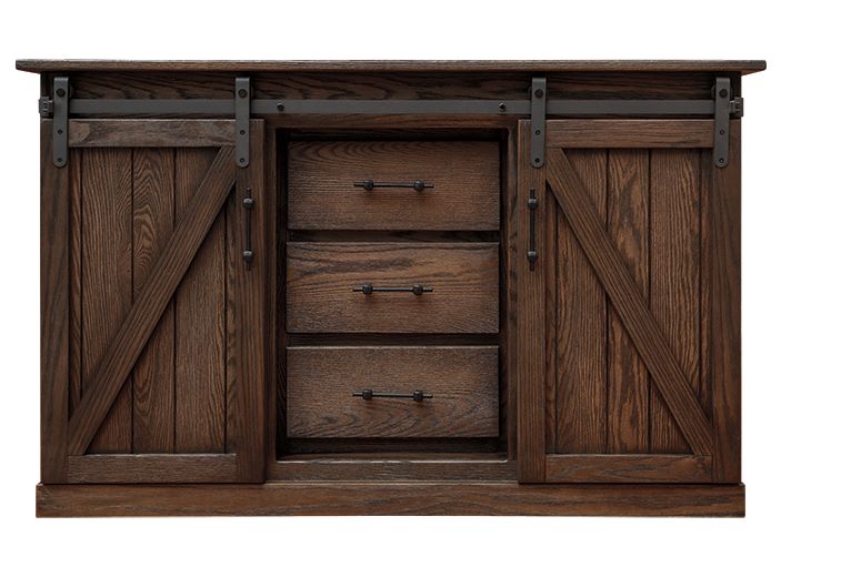 Barn Door Baker's Cabinet w/Drawers (V10 #193)