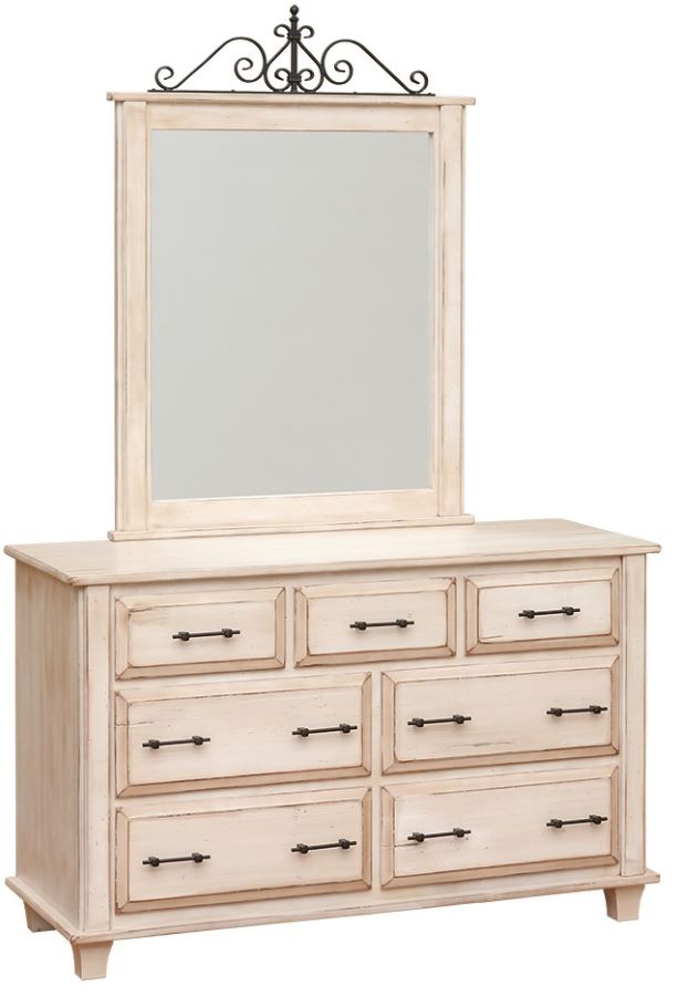 Wrought Iron Panel Suite Dresser & Mirror (V10 #45 & #46)