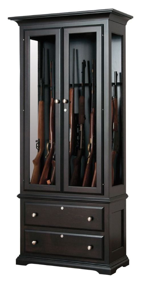 8-Gun Cabinet w/Drawers (Woodland #108-TC)