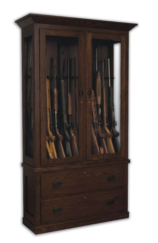 12-Gun Cabinet w/Drawers (Woodland #112-M)