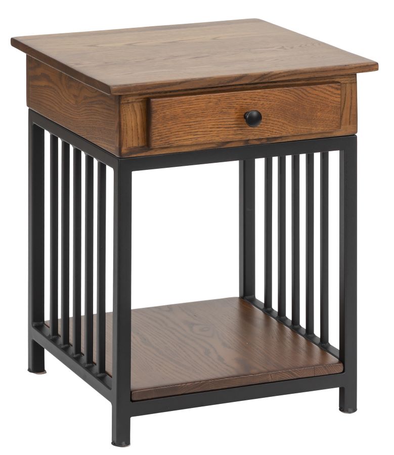 Mission Wrought Iron End Table w/Drawer (Wrought Iron #MH311)