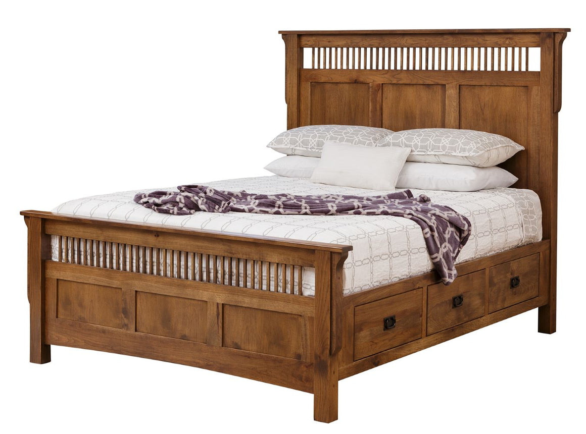 Deluxe Mission Raised 6-Drawer Bed (V16 #215R6)