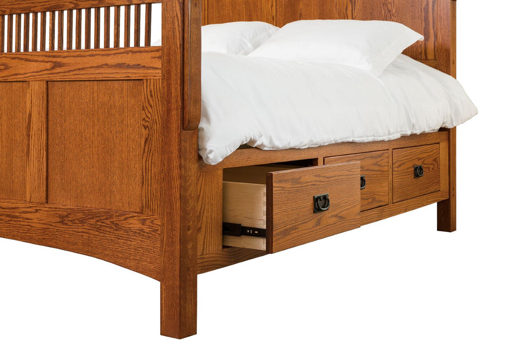 Deluxe Mission Raised 6-Drawer Bed (V16 #215R6)
