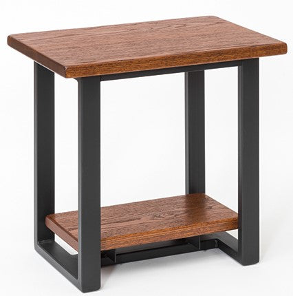 Hand-Planed Wood & Iron End Table (Wrought Iron #MH601)
