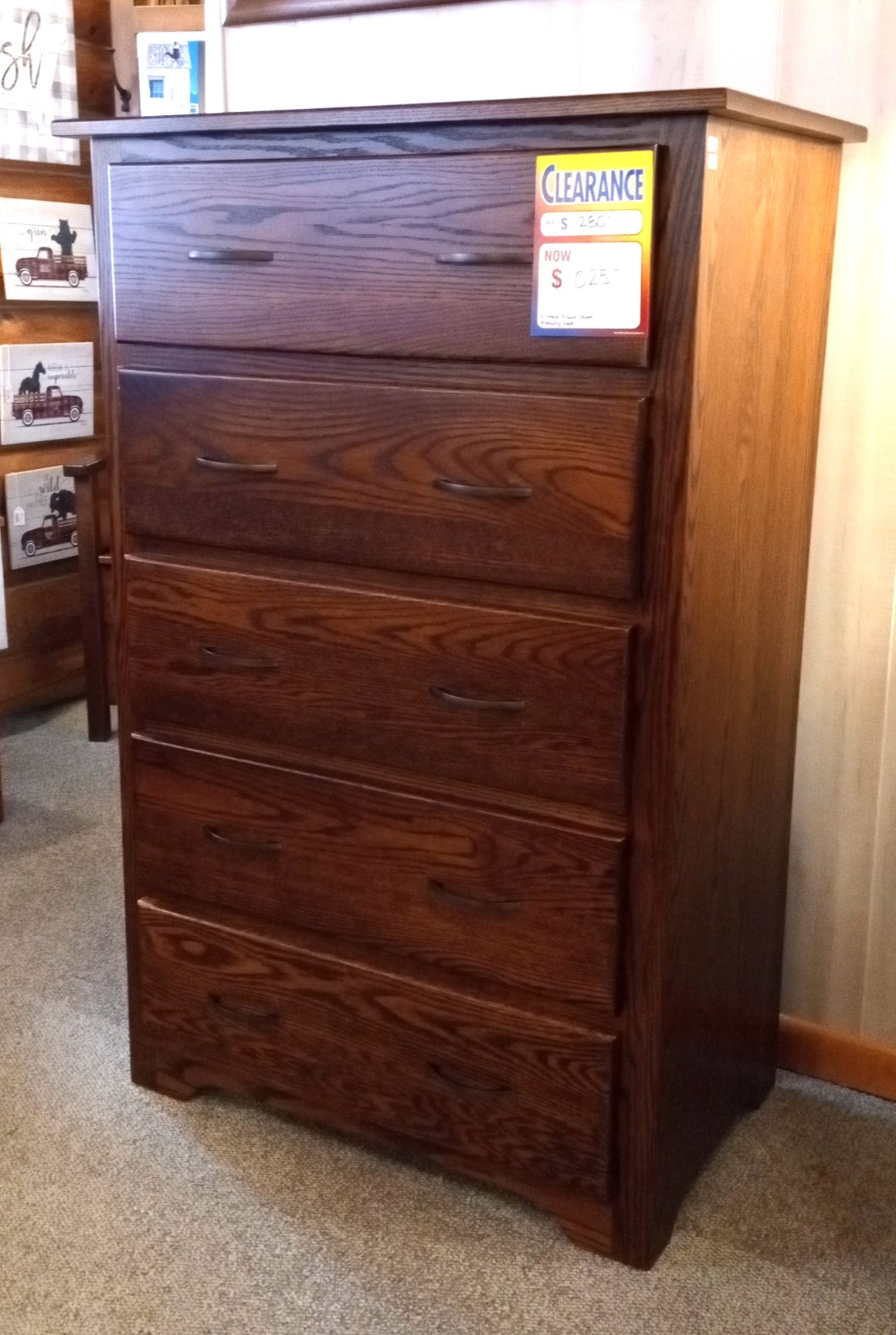 CLEARANCE: Shaker Oak 5-Drawer Chest of Drawers (OCH Collection)