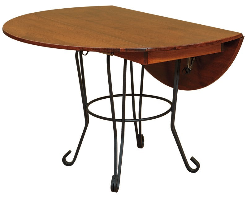 Wrought Iron Drop Leaf 48" Table (V10 #61)