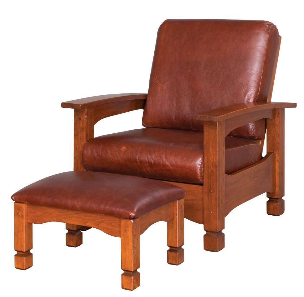 Rustic Country Morris Chair & Ottoman (Elmwood #684 & #687)