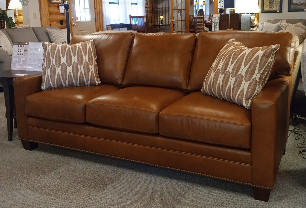 CLEARANCE: Jordan Leather Sofa (King Hickory)