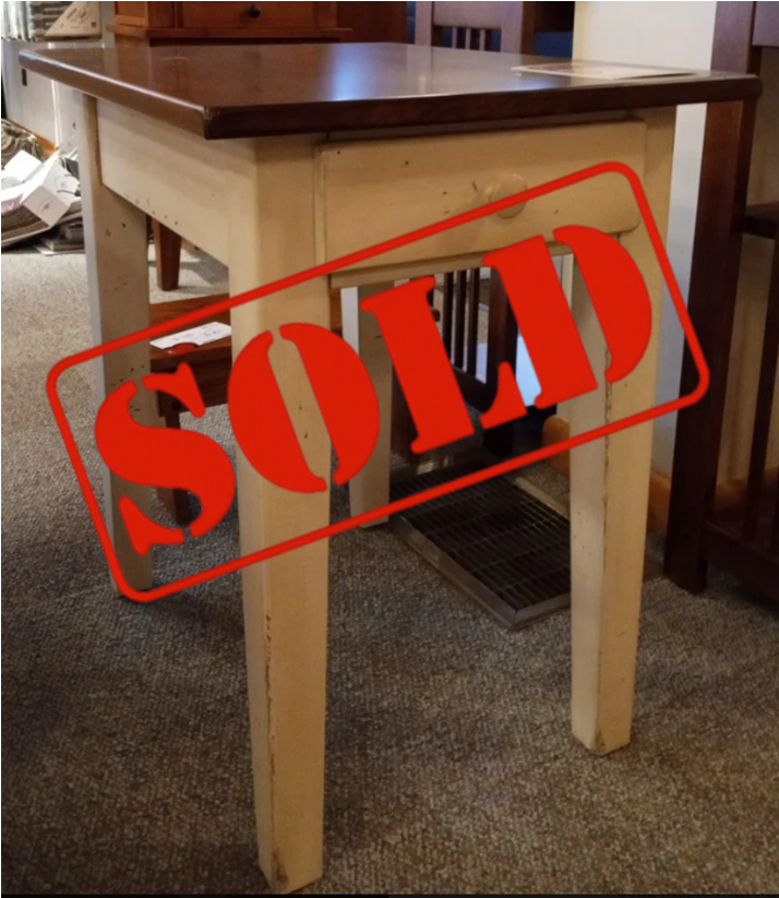 SOLD: 2-Tone Distressed Shaker End Table (ElmWood)