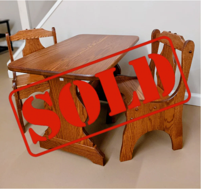SOLD: Kid's Table & Chair Set in Harvest Oak