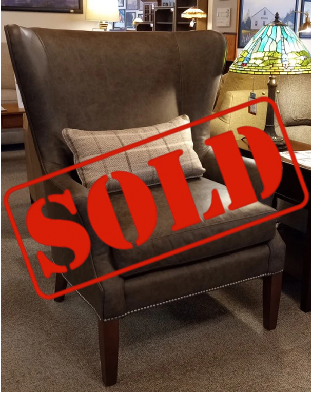 SOLD: Portland Wingback Leather Chair (King Hickory)