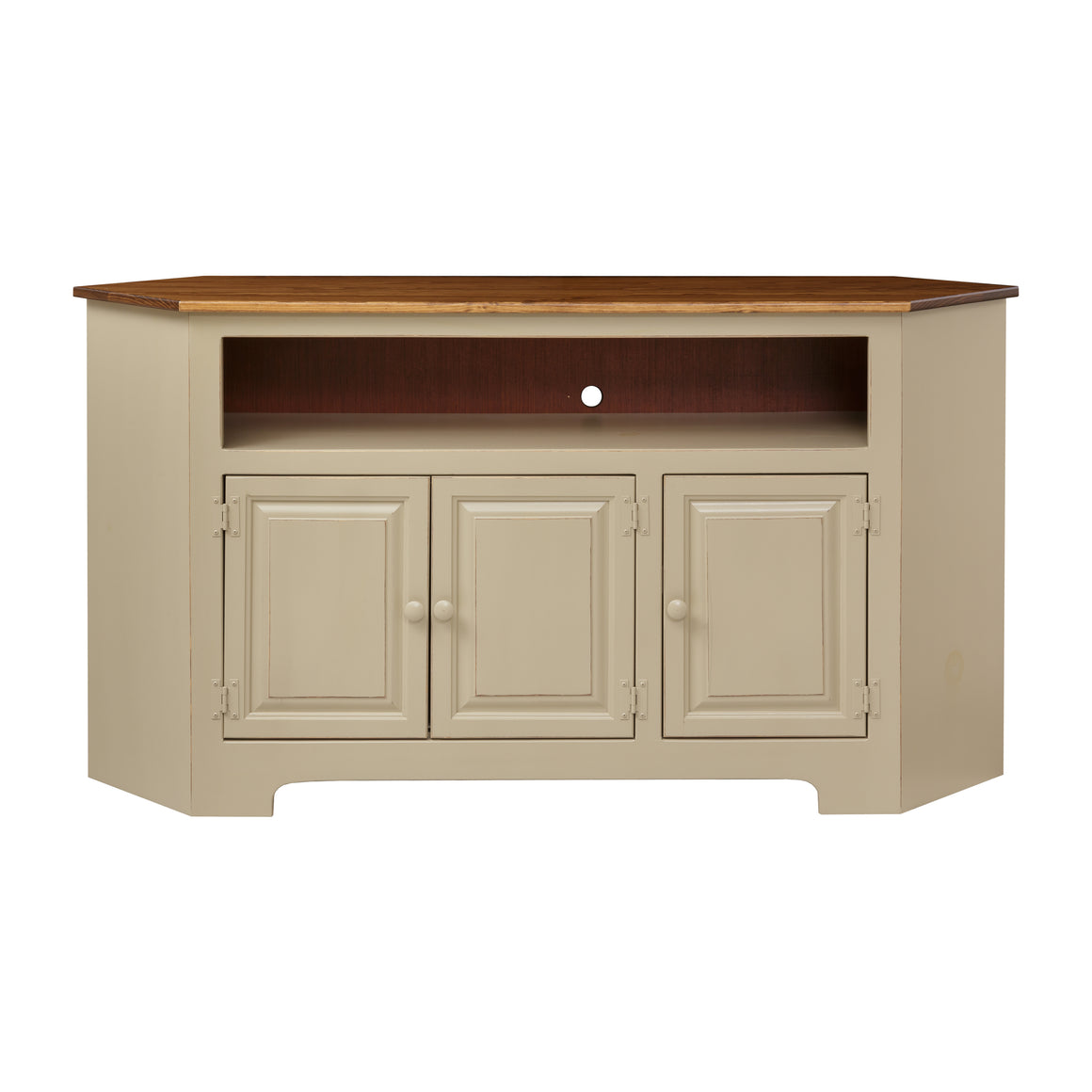 Three-Door Corner Plasma Cabinet with Wood (IE #104W)