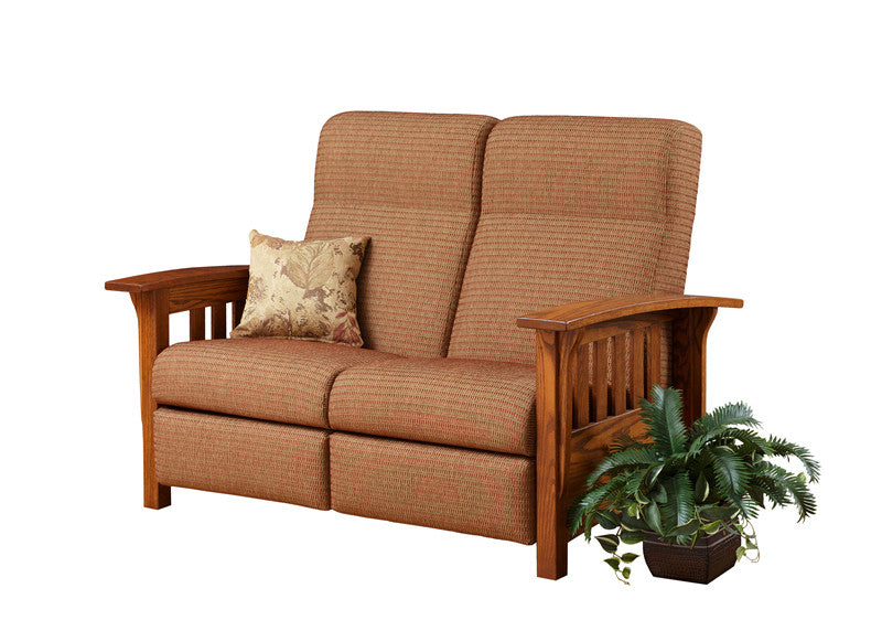 Mission Reclining Lovseat in Fabric with Wide Slats (Elmwood #162)