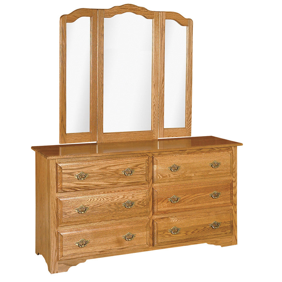 Traditional Eden-Style Double Dresser with Tri-Fold Mirror (OCH #3-E + #5)
