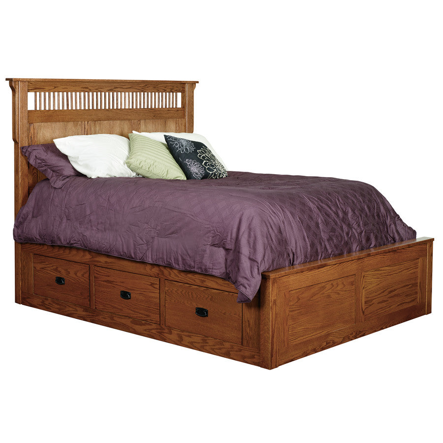 Mission Deluxe Captain's Bed with 6 Side Drawers (V16 #215D6)