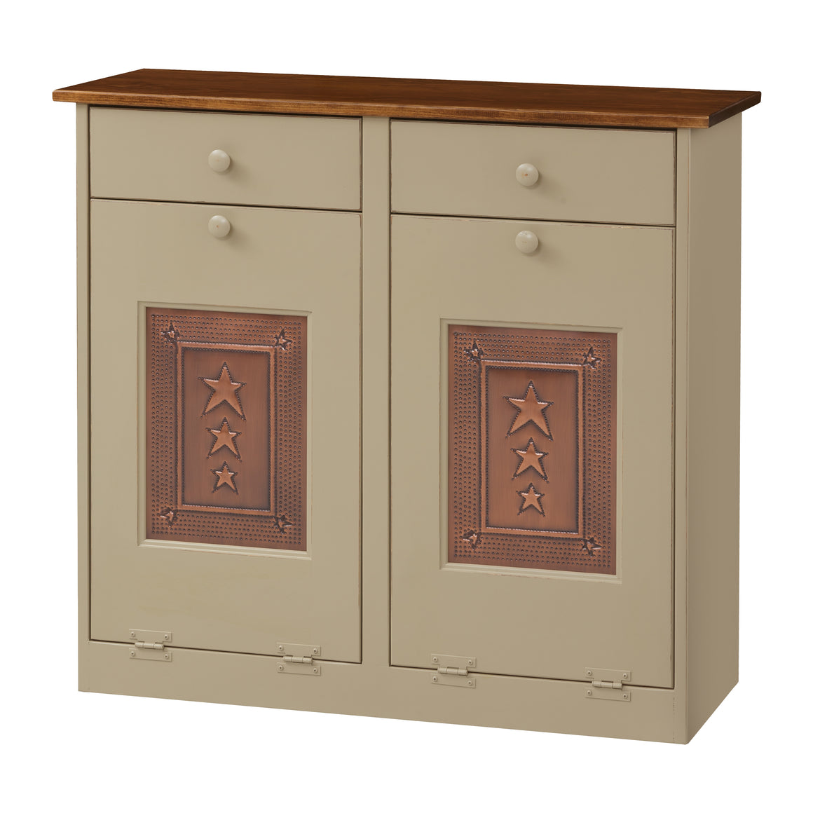 Double Trash Bin Cabinet with Tin (IE #81T)
