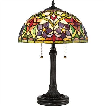 Violets Tiffany Table Lamp (Quoizel # TFVT6323VB)